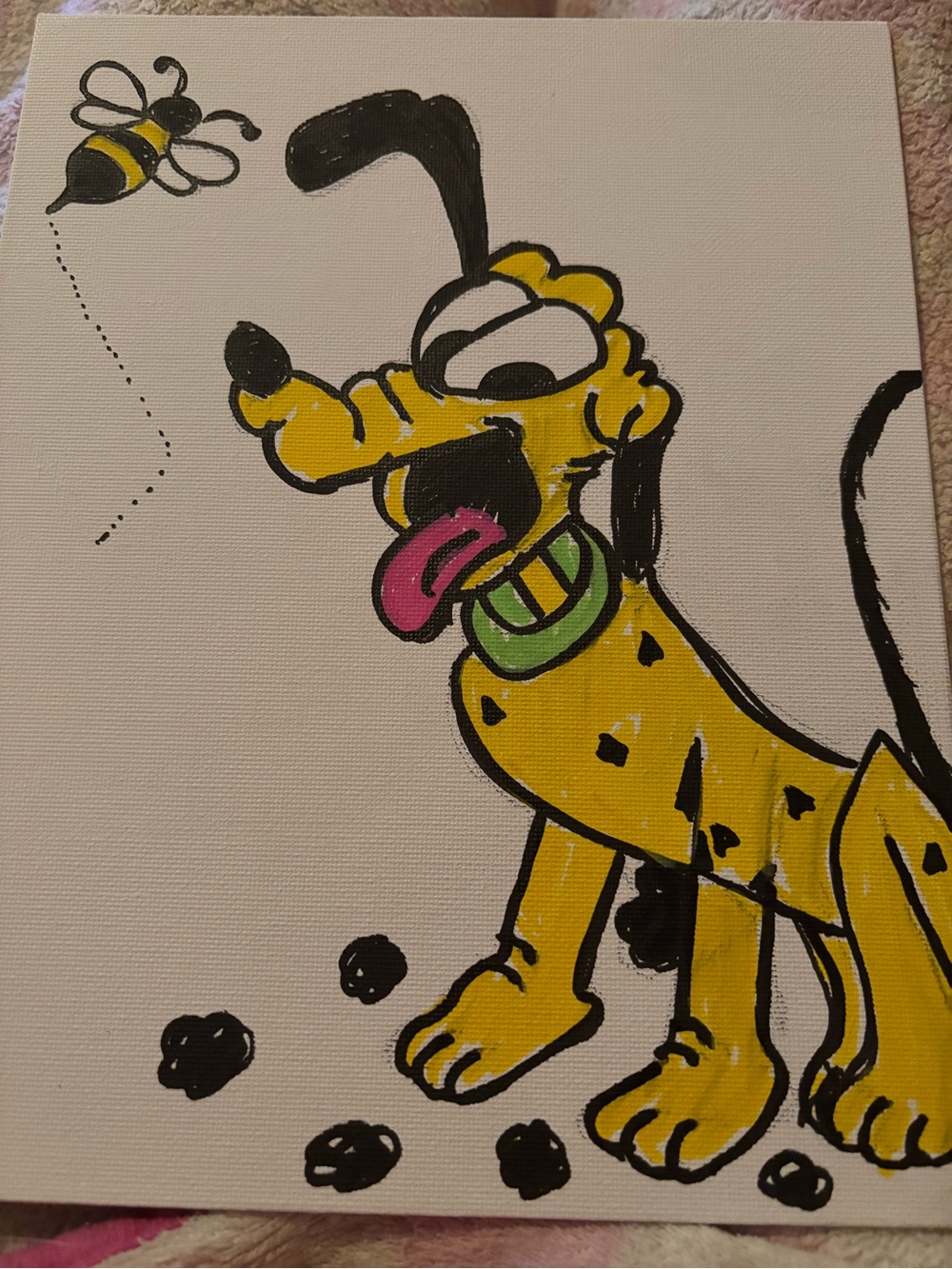 Yellow Cartoon Dog Canvas Art Print - Pets Dog Wall Decor